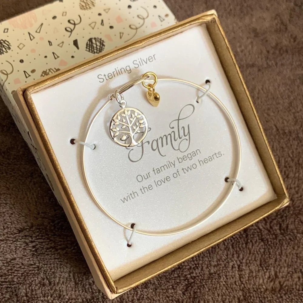 Inspirational Quotes Family Silver Bangle